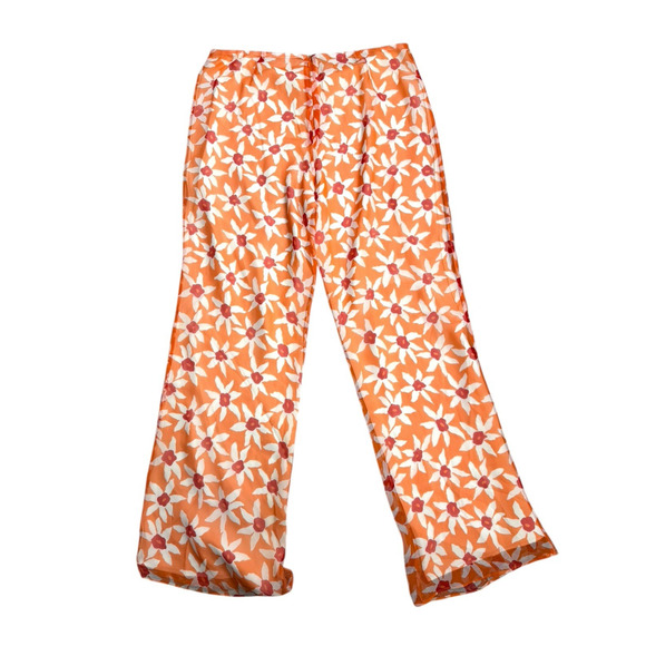 Ralph Lauren Black Label Silk Pants Womens Size 10 Floral Flowy Orange Lined - Picture 2 of 10